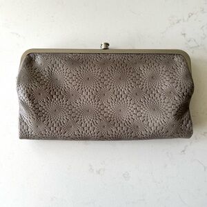 HOBO International Lauren Clutch Wallet - Embossed Gray Leather